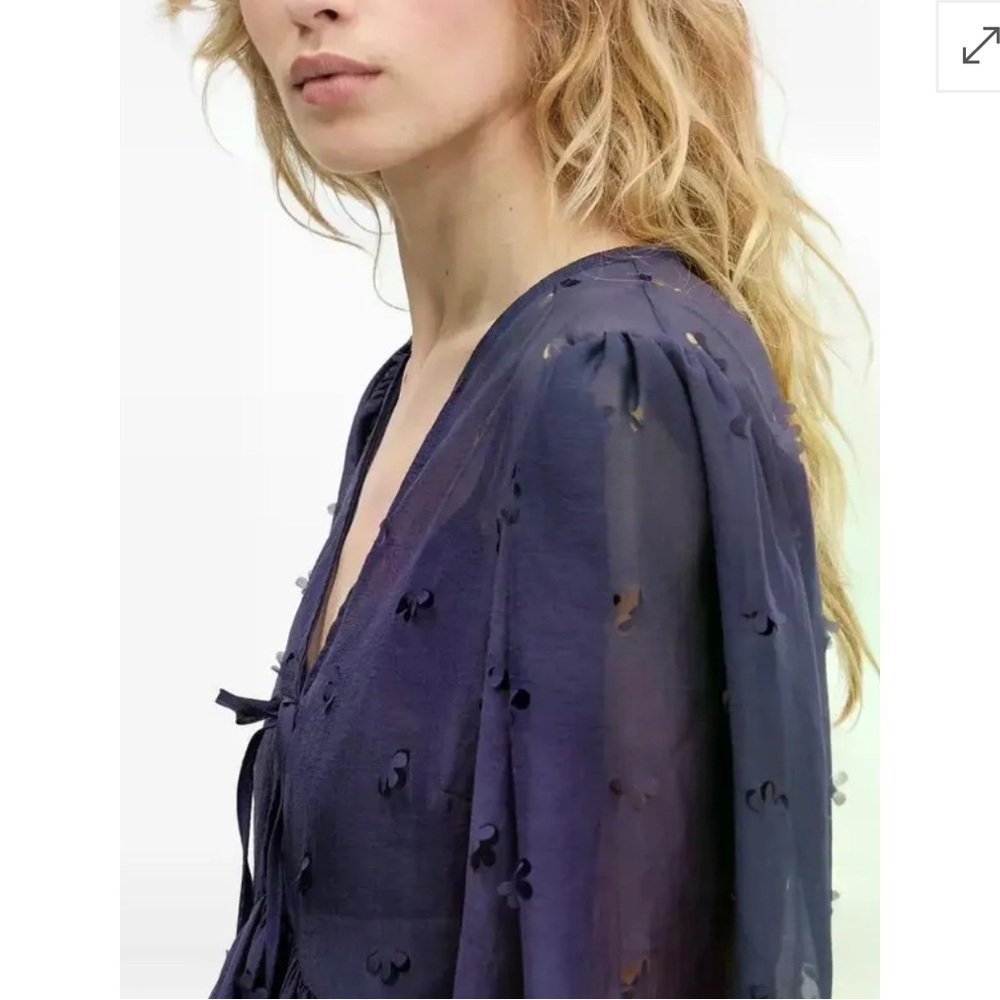STINE GOYA 
Floral-Embellished Tie-Neck Blouse - Picture 3 of 7